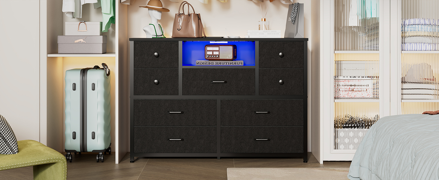 black 9 fabric drawers