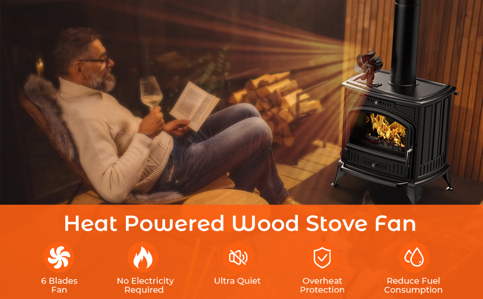 fan for wood stove powered by heat