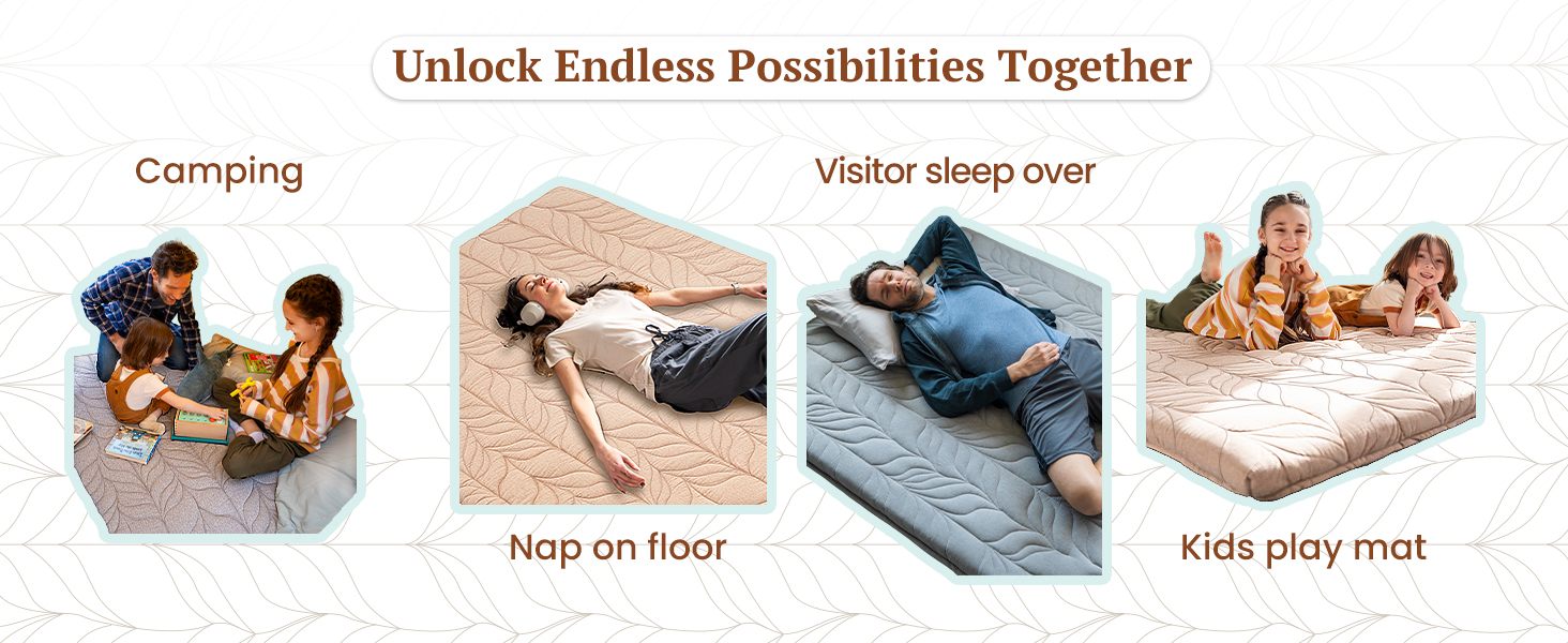 used for camping, nap on floor, guest mattress,kids play mat