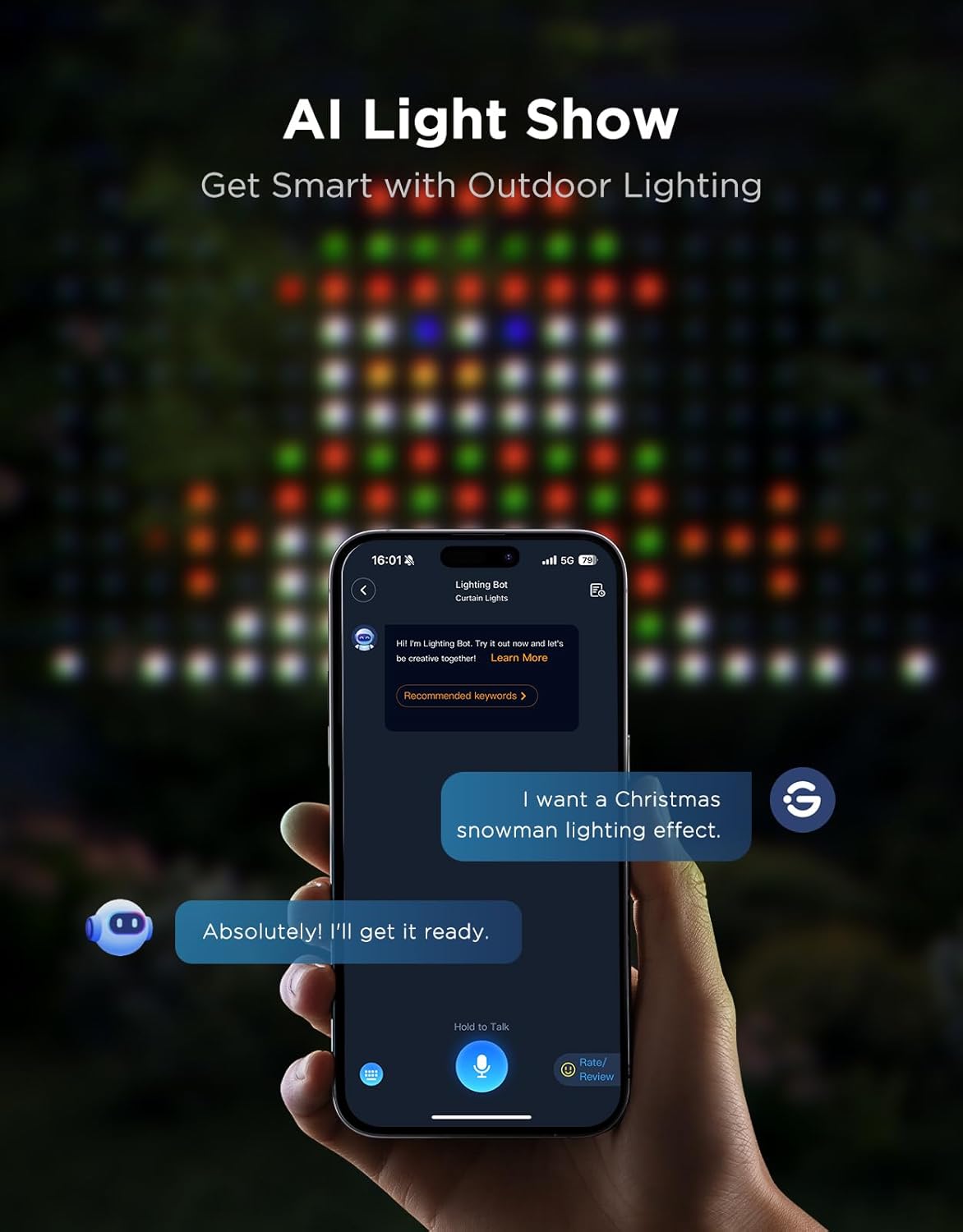 Govee Outdoor Net Lights, 2.8*9.4ft with RGBIC and DIY Functions, 480 LEDs Smart Net Lights with 64 Modes for Bush Patio Decor, Compatible with Alexa & Google Assistant, Outdoor Waterproof, Green Wire - Image 8