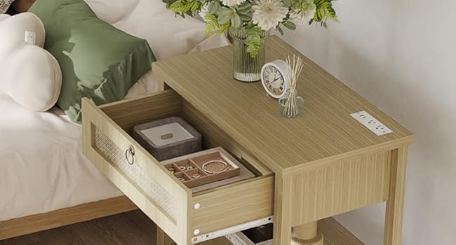 Large Rattan Bedside Table