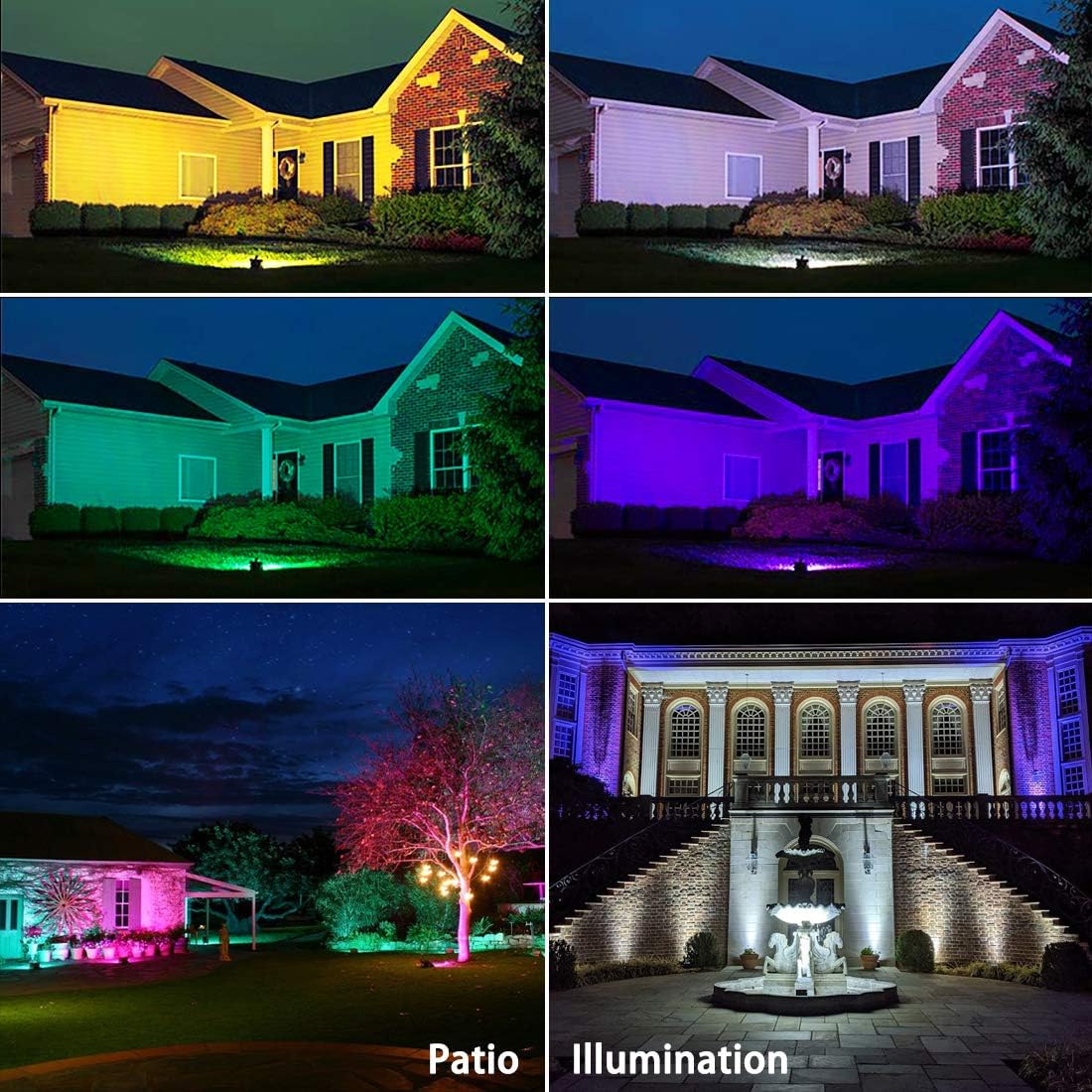 MELPO Led Flood Light 500W Equivalent, RGBW Led Outdoor Lights Colored Floodlight with Remote,50W,5000ML 2700K,120 Colors, Timing, Dimmable, Custom Modes, Landscape Lighting (2 Pack) - Image 5