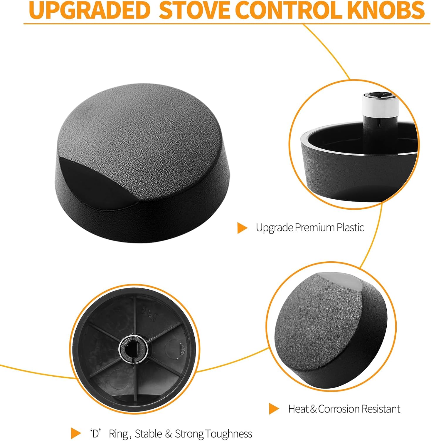 atgestore 82977 Cooktop Knob Replacement for Dacor Stove Parts DE81-08738A Stove Knobs for Dacor Range Parts Burner Control Knobs SGM365 DE81-10313A Black Plastic Gas Stove Top Knobs 1 Pcs - Image 3