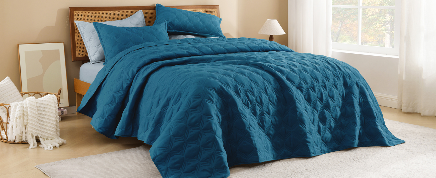 teal blue quilt set