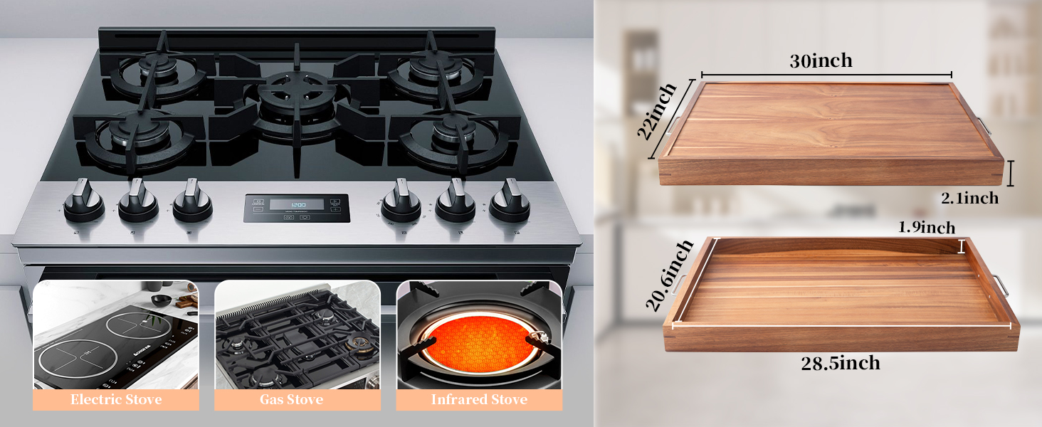 Noodle Board Stove Cover with Handles