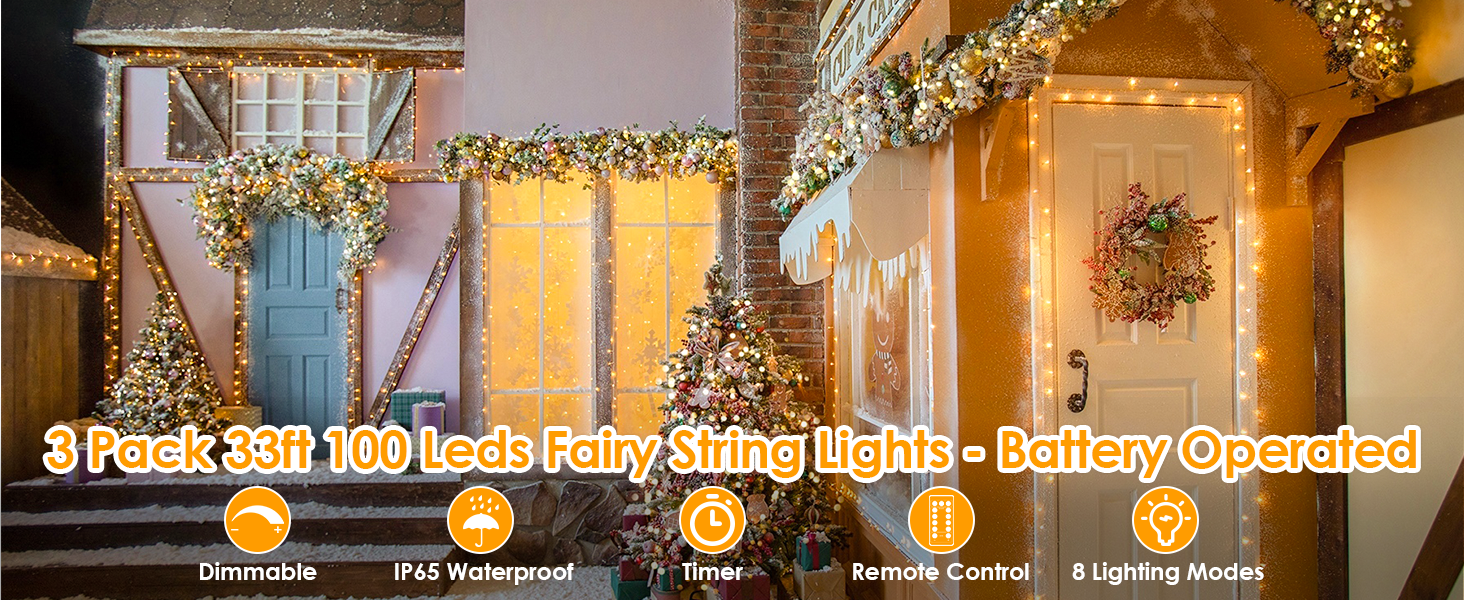 indoor decorative battery fairy warm white string lights