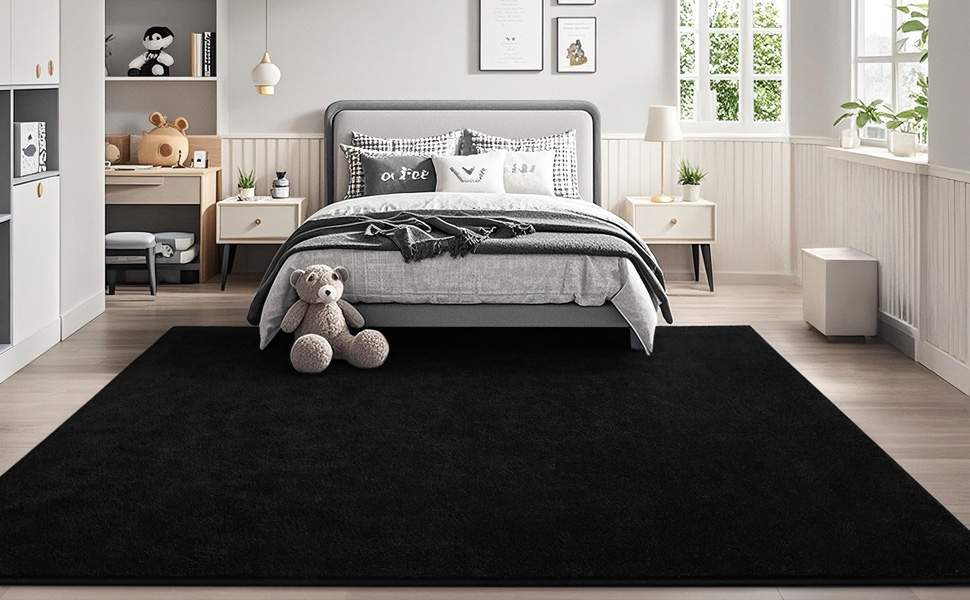 black rug for bedroom
