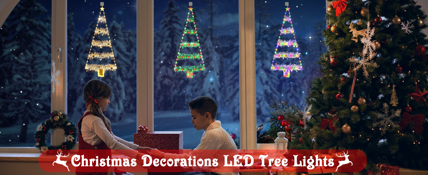 LED Christmas Tree Lights, 24 Inch Hanging Christmas Lights with 8 Modes