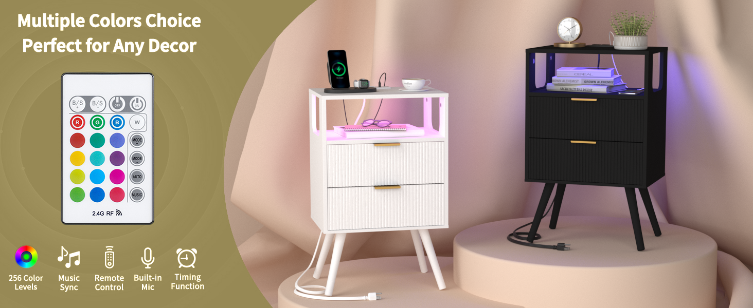 三层镂空竖纹床头柜 A+2