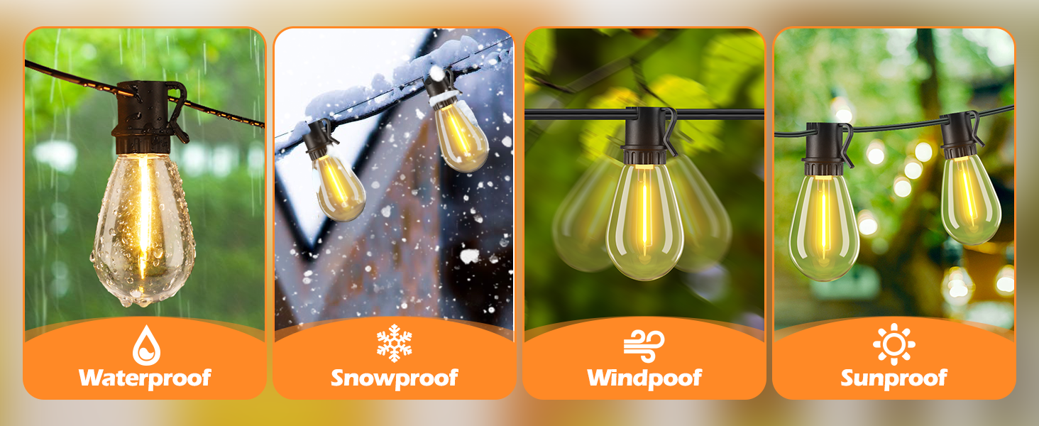 waterproof outdoor string lights 96feet