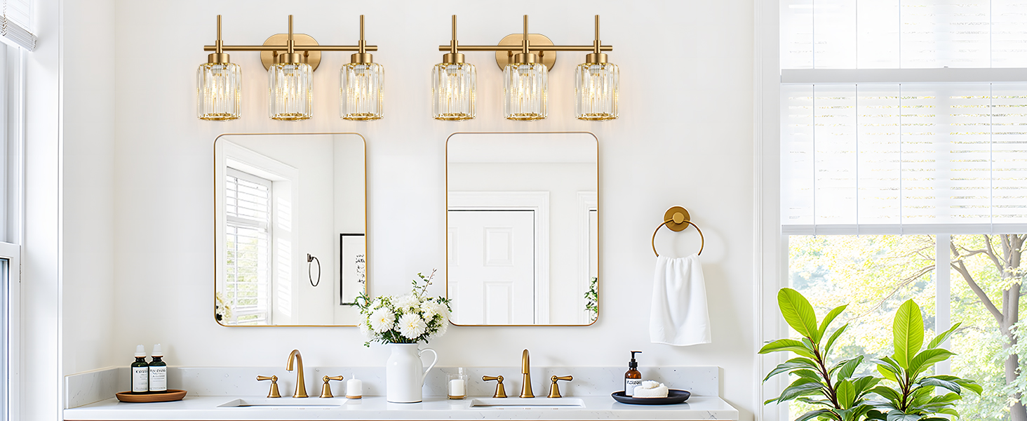 gold light fixture bathroom