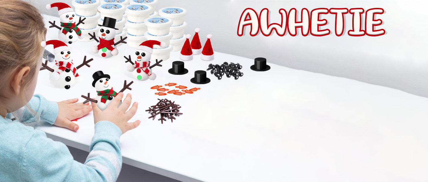 Stocking Stuffers for Kids,Christmas Crafts for Kids Bulk,Build a Snowman Crafts Kit Modeling Clay