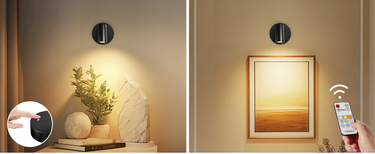 Indoor wall lamps controlled by touch and remote control