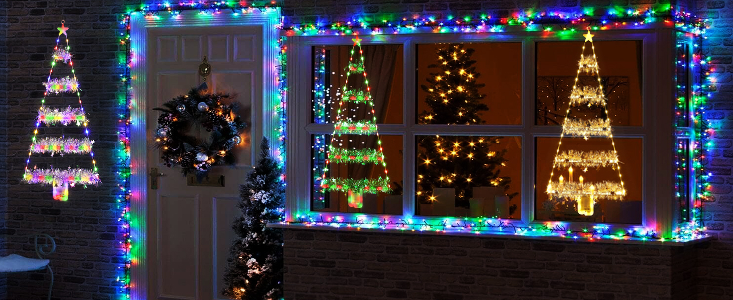 LED Christmas Tree Lights, 24 Inch Hanging Christmas Lights with 8 Modes