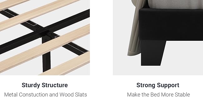 black bed frame with slats