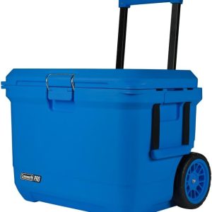 Coleman Pro Heavy-Duty 55qt Wheeled Ultra-Light Premium Hard Cooler, Extra-Thick Insulation Keeps Ice up to 5 Days, 92-Can Capacity, Heavy-Duty Wheels