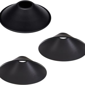 3-Pack 8.7"Industrial Iron Lamp Shade, Light Cone Shade Black Pendant Light Covers, Vintage Metal Replacement Lampshade, Ceiling Chandelier Shade, Wall Lamp Shade