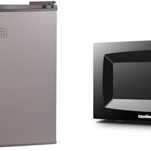 BLACK+DECKER BCRK17V Compact Refrigerator Energy Star Single Door Mini Fridge with Freezer & COMFEE' EM720CPL-PMB Countertop Microwave Oven with Sound On/Off, ECO Mode
