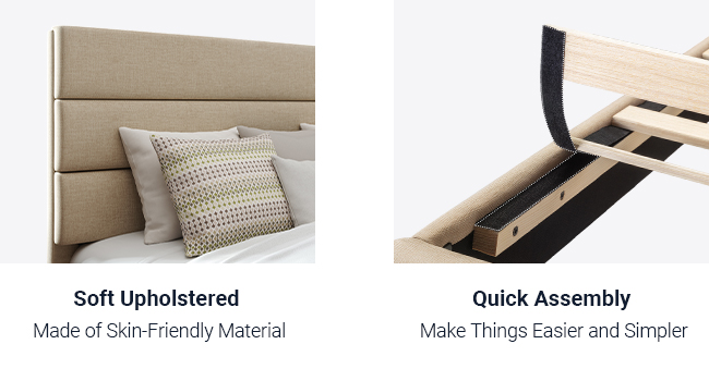 beige bed frame with slats