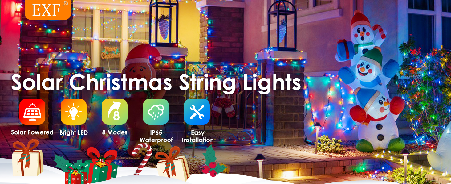 EXF Multicolor Solar Christmas String Lights