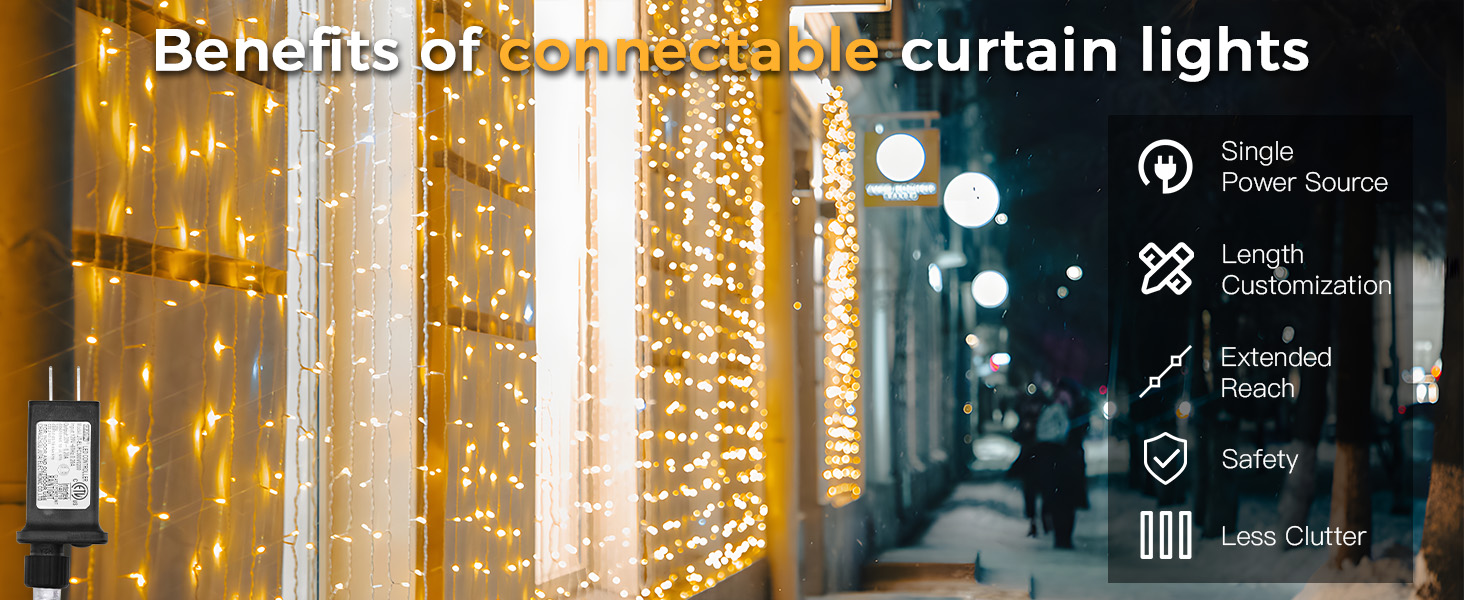 connectable curtain lights