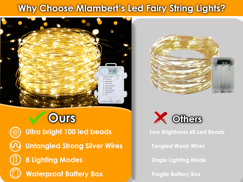 bright led fairy string lights with 100 leds
