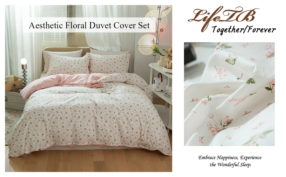 pink floral duvet cover set