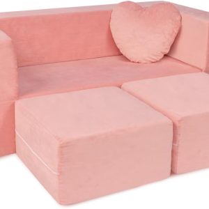 Milliard Kids Couch - Modular Kids Sofa for Toddler and Baby Playroom/Bedroom Furniture (Pink) with Bonus Pillow