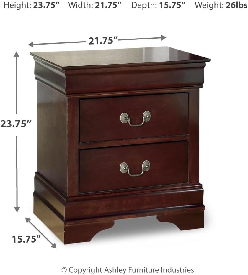 Signature Design by Ashley Alisdair Traditional 2 Drawer Nightstand, 23.75" Tall, Dark Brown - Image 3