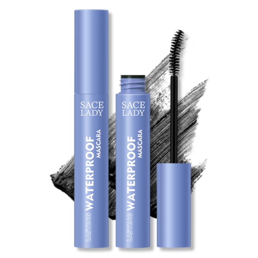 SACE LADY Black Mascara, Waterproof Volume Lengthening Eyelashes Mascara, Long Wearing Natural-Looking Smudge-Proof No Clumping Eye Makeup