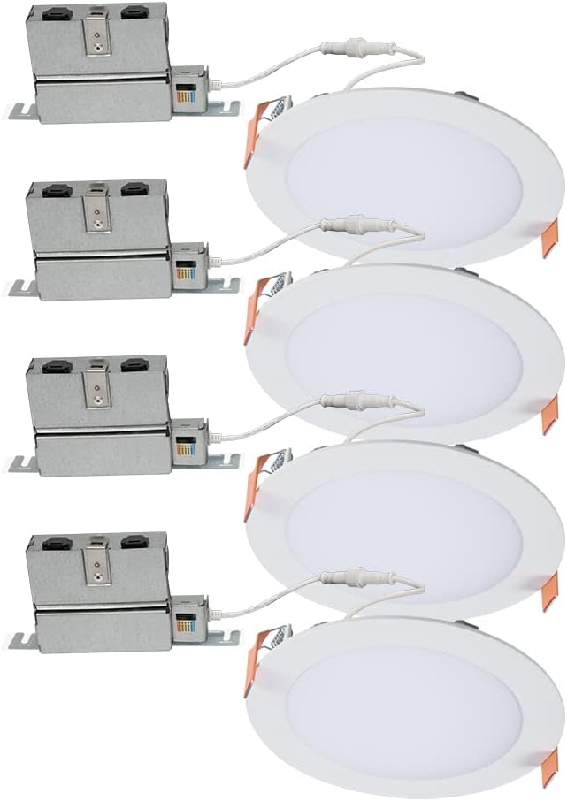 HALO HLB Recessed Lighting 6 Inch LED Thin Canless, Dimmable w/Selectable Color Temperatures, 4-Pack – HLB6099FS1EMWR-4PK