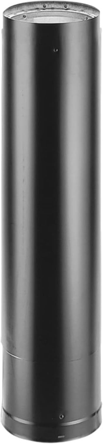 DuraVent 6 Inch Adjustable Lightweight Stainless Steel Double Wall Wood Burning Stove Pipe Connector to Vent Smoke or Exhaust, Black
