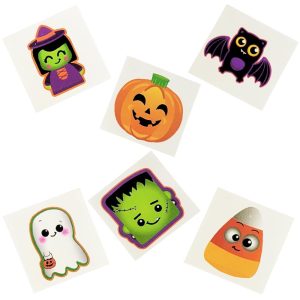 150 Halloween Temporary Tattoos, in 6 Designs, Great For Birthday Party Favors, Classrooms, Favor & Goody Bags, And Party Supplies, 2" Inches Assorted