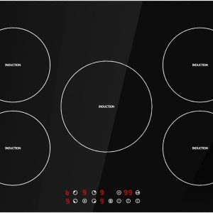 Davivy 5 Burners 30 Inch Induction Cooktop, 5 Burner Built-in Induction Stove Top, 9 Heating Level, Child Safety Lock, Sensor Touch Control, Timer, 220~240V, 9300W