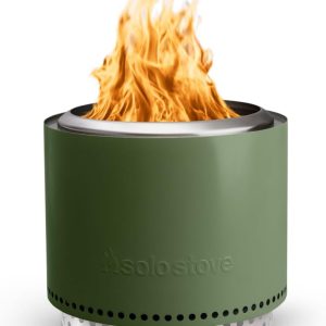 Solo Stove Bonfire with Stand | 19.5" Smokeless Fire Pit, Removable Ash Pan | Portable Stainless Steel Wood Burning Outdoor Fireplace, Ideal for 4–6 People, 21.75 lbs, Deep Olive