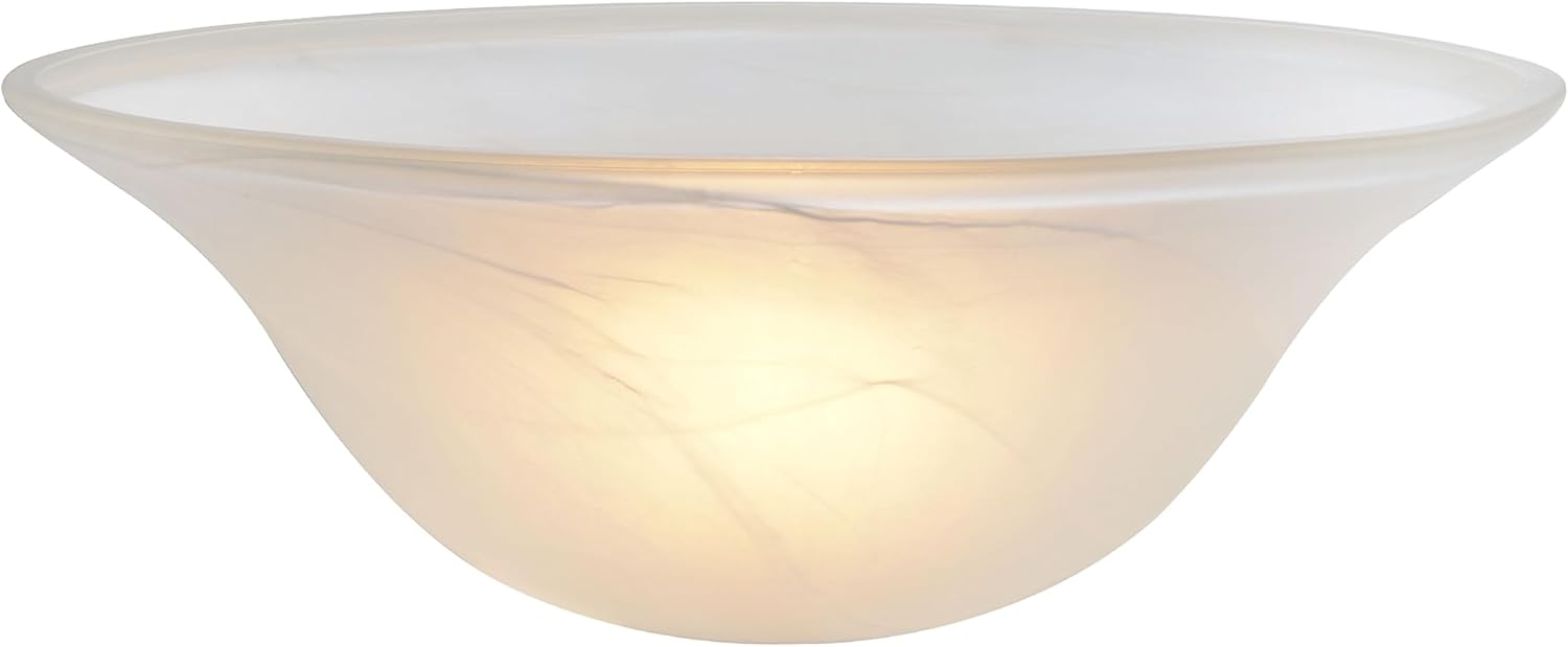 Aspen Creative 23140-11 Etched Alabaster Transitional Style Replacement Glass Shade for Medium Base Socket Torchiere Lamp, Swag Lamp and Pendant, 15-1/2" Diameter x 5-1/2" High, 1 Pack - Image 2