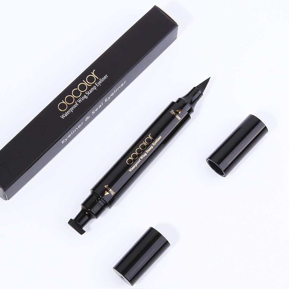 docolor Eyeliner Stamp Double-sided Liquid Winged Eye Liner Pen Waterproof Smudgeproof Long Lasting Wing Original Eyeliner Pen(1PC,Black) - Image 8