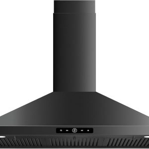 Wall Mount Range Hood 36 inch, 580 CFM Kitchen Vent Hood, Ducted/Ductless Convertible with Touch Control, Stainless Steel Stove Vent Hood, Easy Clean Filter, Black