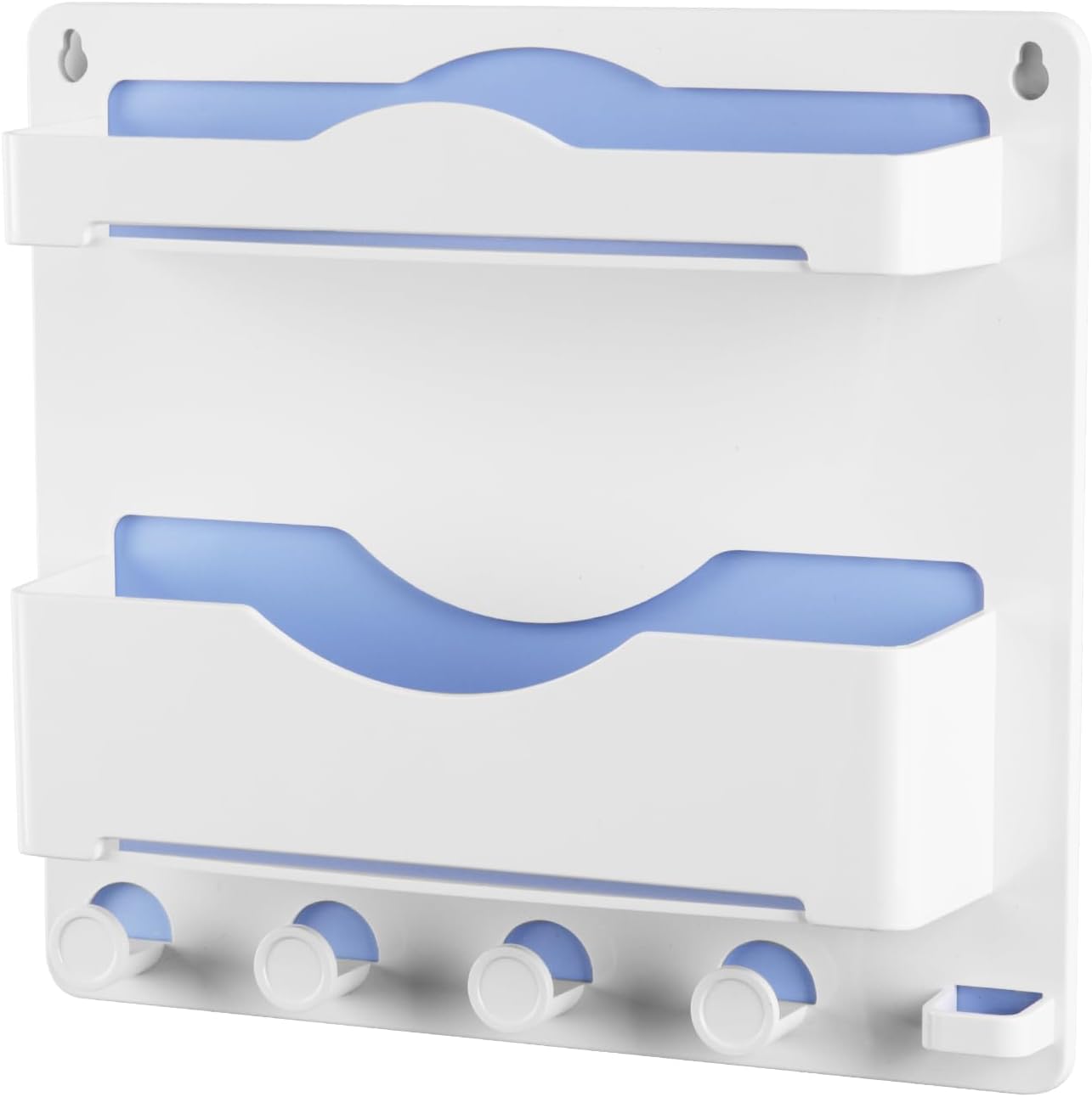 JUMEIHUI Bedside Wall Shelf with Glasses Hooks ,Adhesive Bedside Organizer Wall Mount for Dorm and Room Accessories Phone,Remote,Earphone, Kindle (White) - Image 6