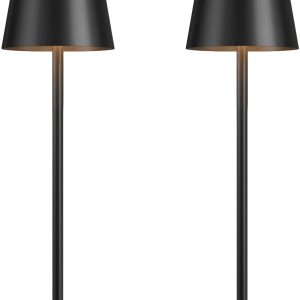 Cordless Table Lamp Rechargeable Black - KK 2 Pack 5000mAH Battery Operated Lamp for Counter, 3 Color Stepless Dimming Waterproof LED Wireless Lamp for Dining Kitchen, Outdoor Patio, Touch Control
