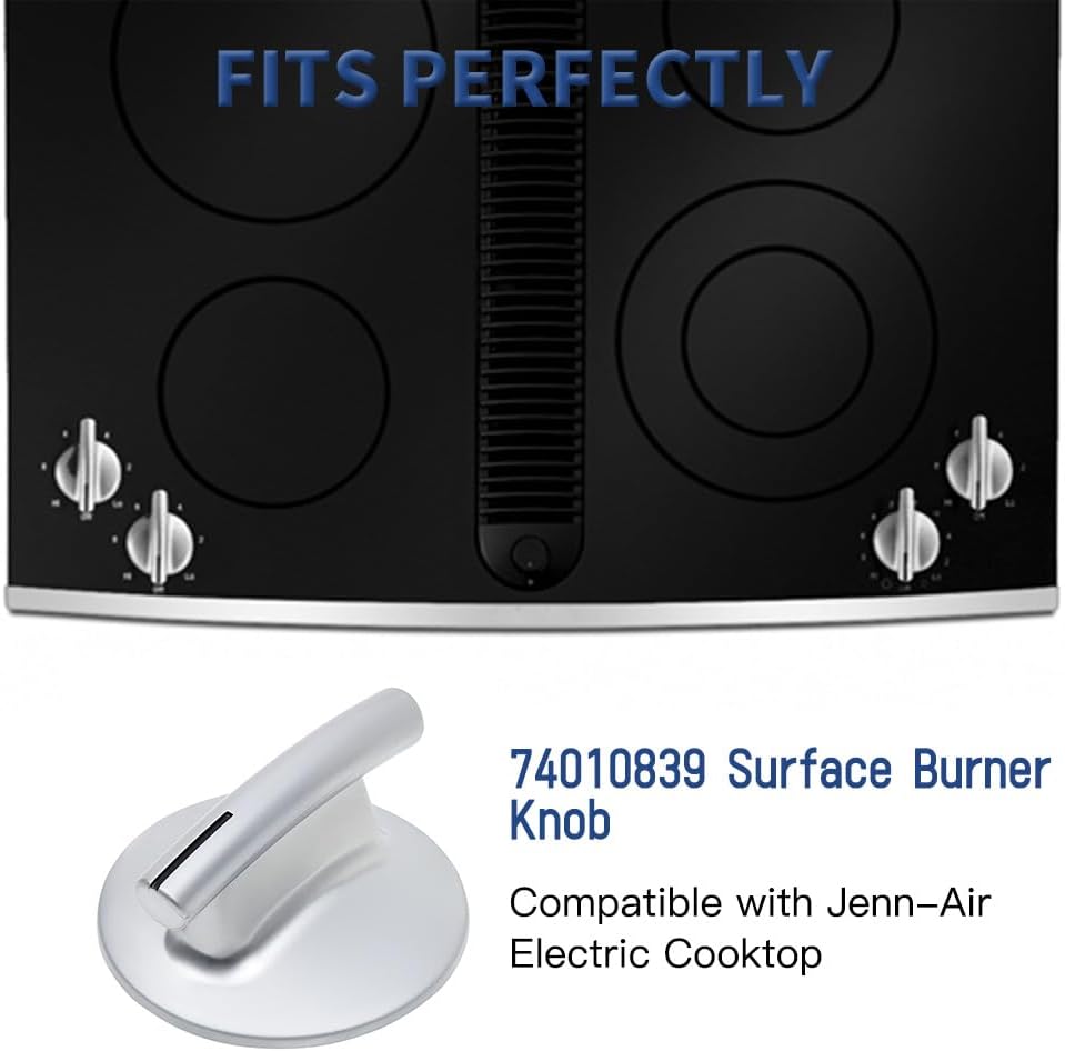 4Pcs WP74010839 Cooktop Burner Knob Replacement Part fit for Jenn-Air Stove/Range - Replaces 74010839, 7737P372-60, Not Universal - Image 3