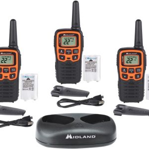 Midland -T51X3VP3 X-TALKER Walkie-Walkie - Long Range Two Way Radio for Camping Hiking Hand Held RZR FRS Compact Radio UTV communication NOAA Weather Scan - Black/Orange, 3 Radios
