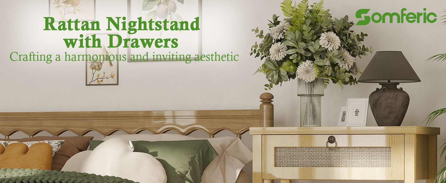 Rattan Large Nightstand