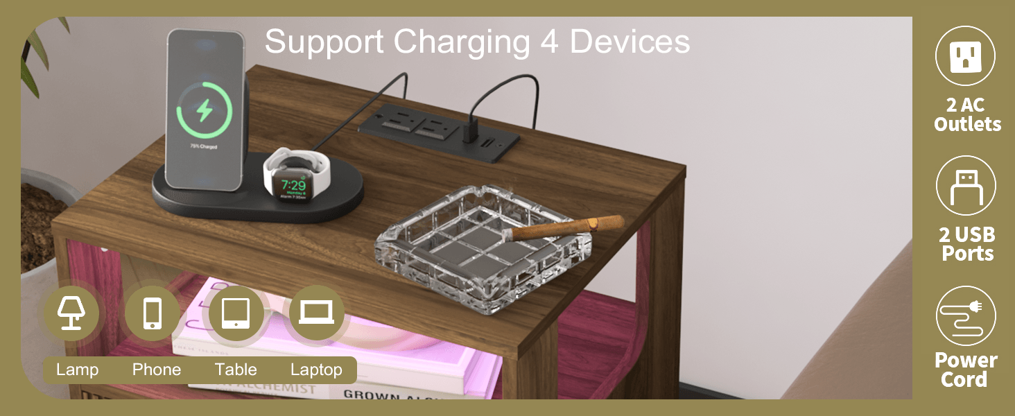 三层镂空竖纹床头柜 A+1胡桃木