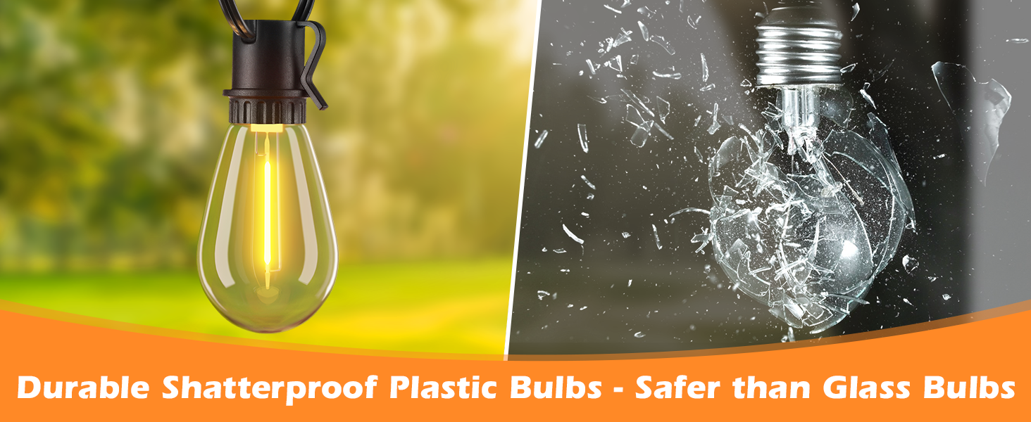 shatterproof outdoor string lights 96feet