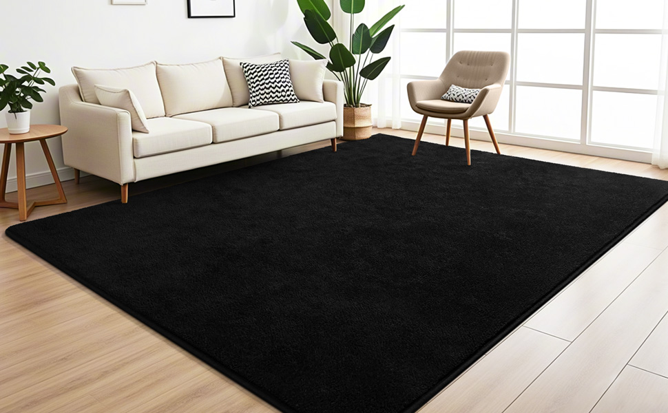 black living room rug