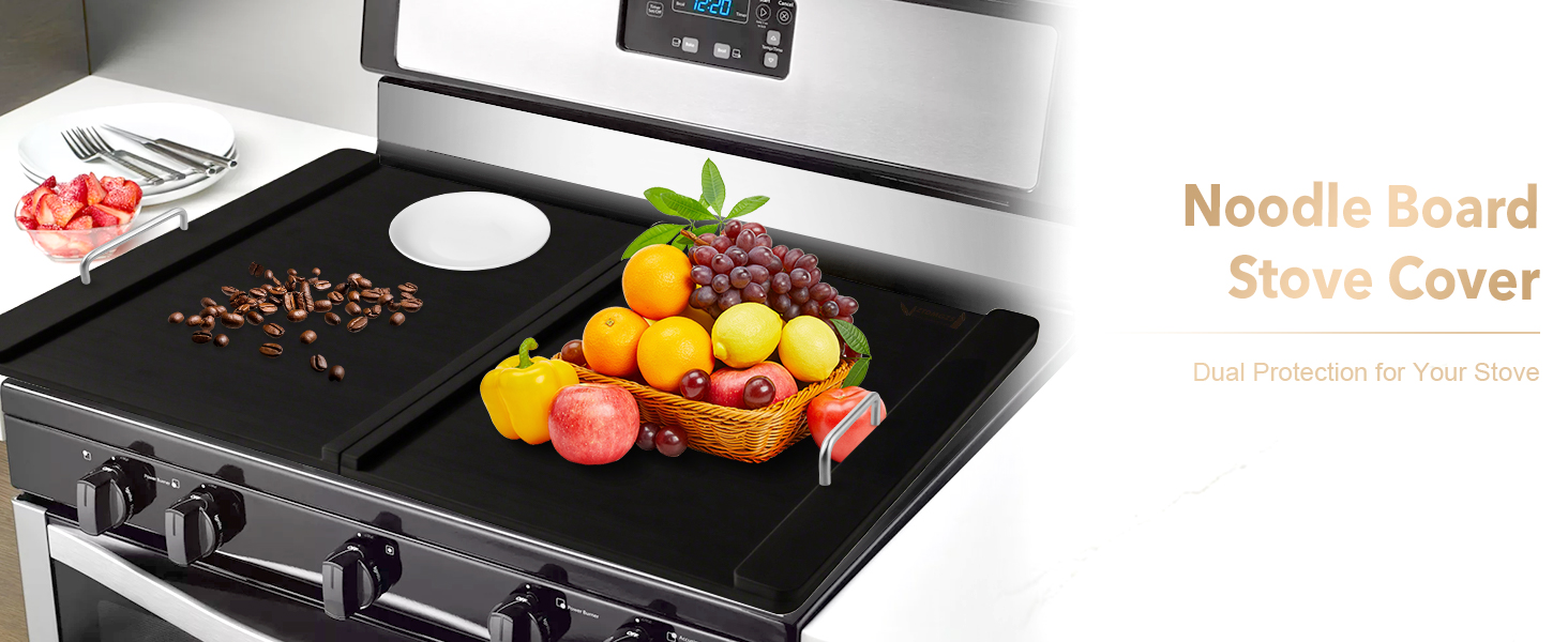 Noodle Board Stove Cover with Handles for Electric, Gas Stove Top