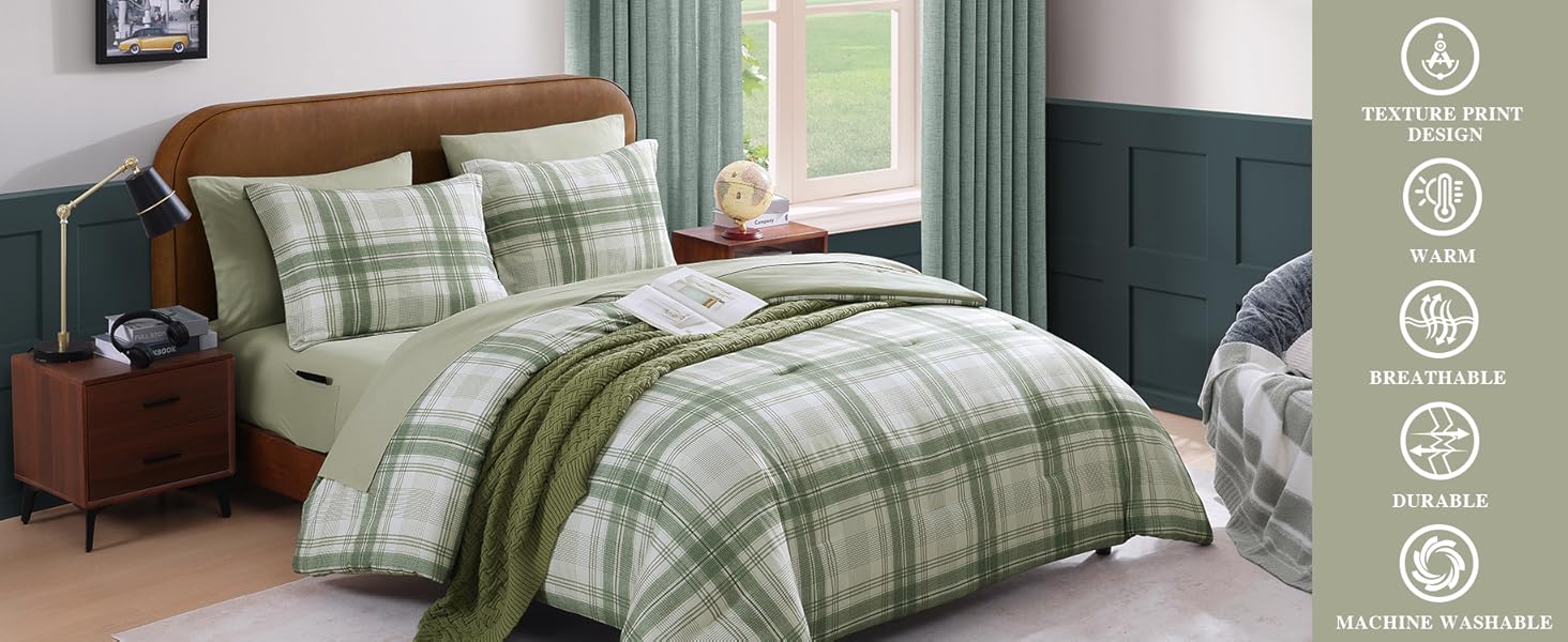 green dorm bedding set with sheets