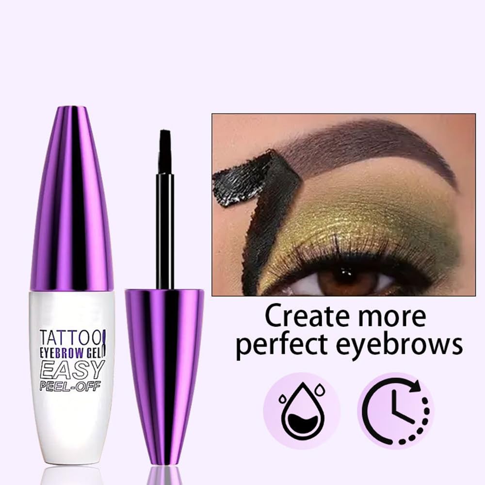 2Pcs Dark Brown Peel Off Brow Tint Gel - Waterproof & Sweatproof Tattoo Effect, Transfer-Resistant Multi-Day Wear, All Skin Types Mother’s Day Gift Set - Image 5