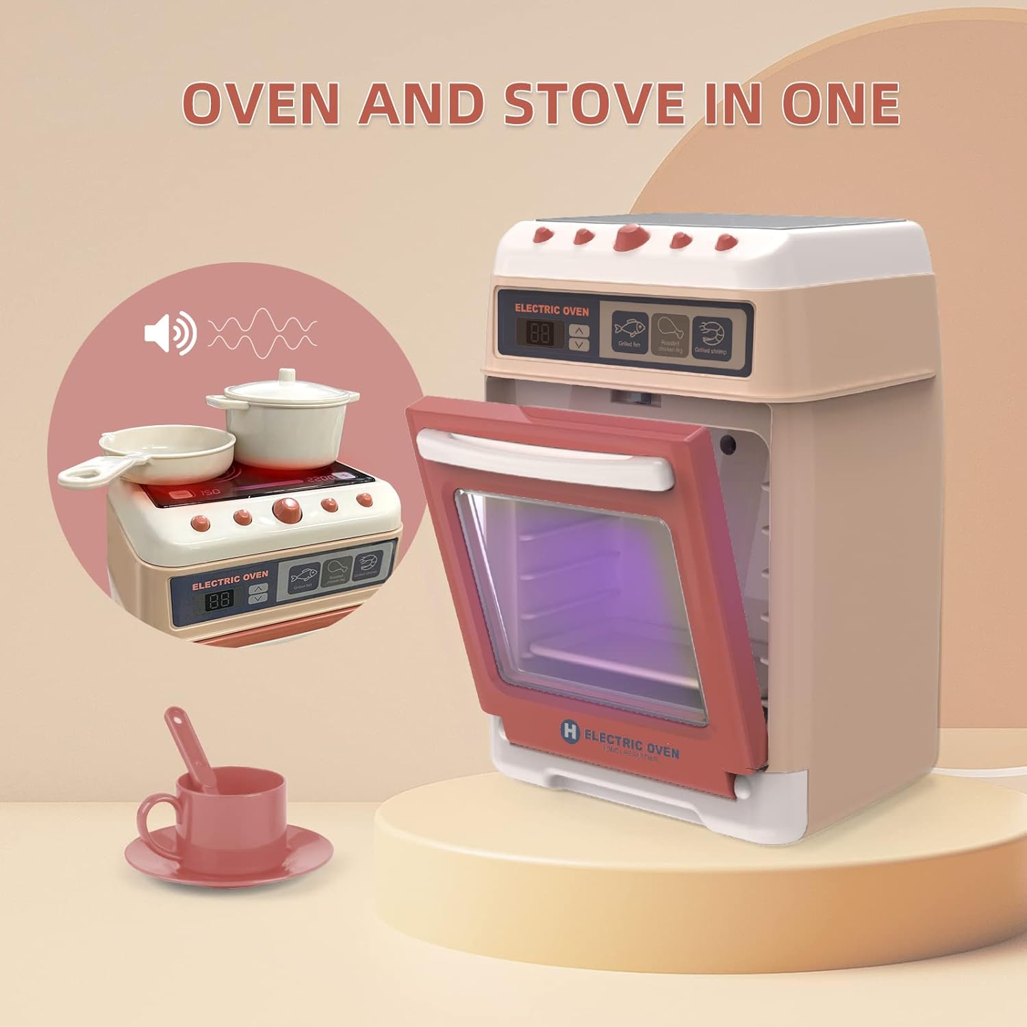 Play Kitchen Toys, Pretend Play Kitchen Appliances Toy Set with Coffee Maker, Mixer, Toaster with Realistic Lights& Sounds, Birthday Gift for Kids Ages 3-5 4-6 6-8 (5 Machine) - Image 6